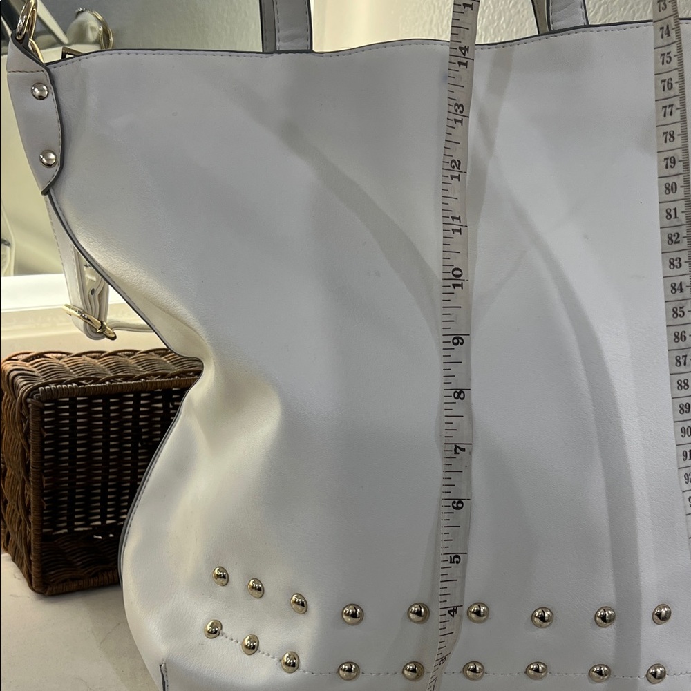 JustFab White Tote with Gold Studs - Picture 7 of 13